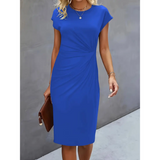 Maret | Damen Figurbetontes Gerafftes Midikleid – Königsblau