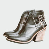 Marveld | Damen Stiefeletten Blockabsatz Western-Stil – Schwarz
