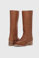 Marvike | Damen Kniehohe Stiefel mit Blockabsatz – Braun