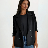 Masa | Damen Zweireiher Jacke mit Knöpfen – Schwarz