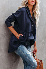 Mathilda | Damen Kapuzen-Tunika Oversize Hoodie Langarm – Marineblau