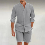 Marta | Damen Leinenset Sommer – Entspanntes Zweiteiler Linen Matching Set 2026 – Grau