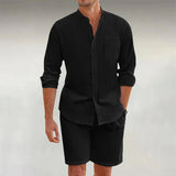 Marta | Damen Leinenset Sommer – Entspanntes Zweiteiler Linen Matching Set 2026 – Schwarz