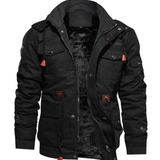 Matthias | Herren Winterjacke Warm mit Fleece und Stehkragen mit Taschen – Schwarz