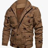 Matthias | Herren Winterjacke Warm mit Fleece und Stehkragen mit Taschen – Khaki