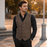 Maximilian | Herren Oktoberfest Trachtenweste Traditionell – Braun