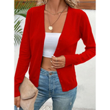 Melina | Damen Strickjacke mit V Ausschnitt, Knöpfen und Langarm – Rot