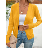 Melina | Damen Strickjacke mit V Ausschnitt, Knöpfen und Langarm – Gelb