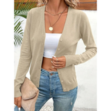 Melina | Damen Strickjacke mit V Ausschnitt, Knöpfen und Langarm – Aprikose