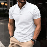Sebastian | Herren Slim Knopfleiste Freizeit T-Shirt – Weiß