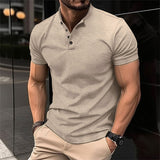 Sebastian | Herren Slim Knopfleiste Freizeit T-Shirt – Khaki