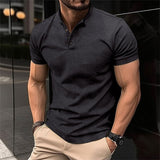 Sebastian | Herren Slim Knopfleiste Freizeit T-Shirt – Schwarz