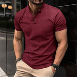 Sebastian | Herren Slim Knopfleiste Freizeit T-Shirt – Rot