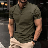 Sebastian | Herren Slim Knopfleiste Freizeit T-Shirt – Armeegrün