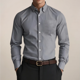 Fabian | Herren Klassisches Button-Down Langarm Hemd – Grau