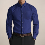 Fabian | Herren Klassisches Button-Down Langarm Hemd – Marineblau