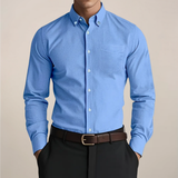Fabian | Herren Klassisches Button-Down Langarm Hemd – Blau