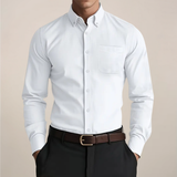 Fabian | Herren Klassisches Button-Down Langarm Hemd – Weiß