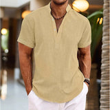 Emil | Herren Kurzarm-Knopf Henleyshirt – Gelb