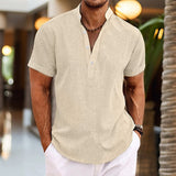 Emil | Herren Kurzarm-Knopf Henleyshirt – Mauve