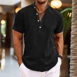 Emil | Herren Kurzarm-Knopf Henleyshirt – Schwarz