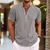 Emil | Herren Kurzarm-Knopf Henleyshirt – Grau