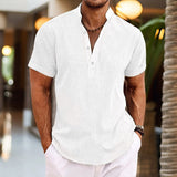 Emil | Herren Kurzarm-Knopf Henleyshirt – Weiß