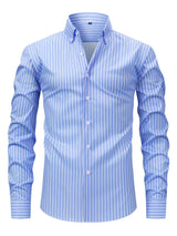 Tobias | Herren Slim Fit Streifen Knopfhemd – Hellblau