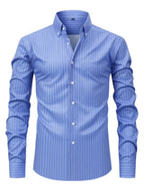 Tobias | Herren Slim Fit Streifen Knopfhemd – Blau