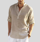 Gunnar | Herren V-Ausschnitt Halbknopfleiste Freizeit Shirt – Beige