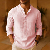 Wilhelm | Herren Knopfkragen Langarm Freizeit Shirt – Rosa
