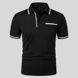 Valentin | Herren Kontrastbesatz Taschen Polohemd – Schwarz