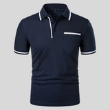 Valentin | Herren Kontrastbesatz Taschen Polohemd – Marineblau