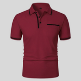 Valentin | Herren Kontrastbesatz Taschen Polohemd – Weinrot