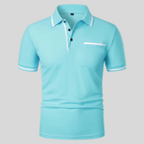 Valentin | Herren Kontrastbesatz Taschen Polohemd – Meerblau