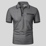 Valentin | Herren Kontrastbesatz Taschen Polohemd – Dunkelgrau