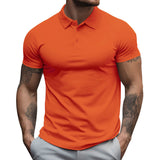 David | Herren Sportliche Passform Kurzarm Polo-Shirt – Orange