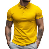 David | Herren Sportliche Passform Kurzarm Polo-Shirt – Gelb