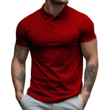 David | Herren Sportliche Passform Kurzarm Polo-Shirt – Rot