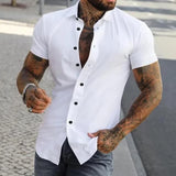Dirk | Herren Slim Fit Kurzarm-Knopfhemd – Weiß