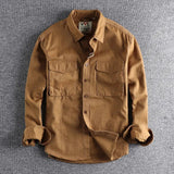 Albert | Herren Doppel Tasche Knopfleiste Freizeit Shirt – Khaki