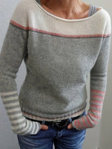 Merla | Damen Strickpullover mit Streifen – Grau