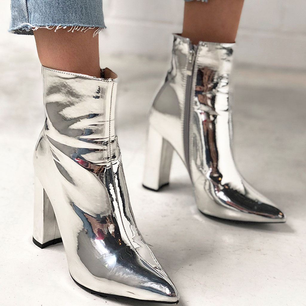 Camila - Stilvolle Metallic-Stiefeletten mit klobigem Absatz