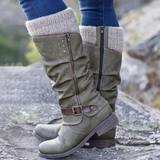Meva | Damen Orthopädische Stiefel mit Reißverschluss und Details – Grau