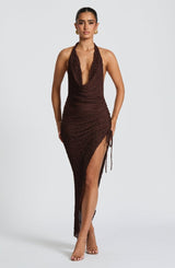 Midi Kleid Festlich Damen – Braun