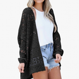 Milena | Damen Strickjacke im Boho Stil mit Muster – Schwarz