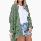Milena | Damen Strickjacke im Boho Stil mit Muster – Grün