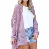 Milena | Damen Strickjacke im Boho Stil mit Muster – Lila