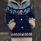 Miley | Damen Strickjacke mit cardigan, Muster und Knöpfen – Blau