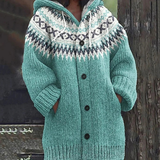 Miley | Damen Strickjacke mit cardigan, Muster und Knöpfen – Hellblau